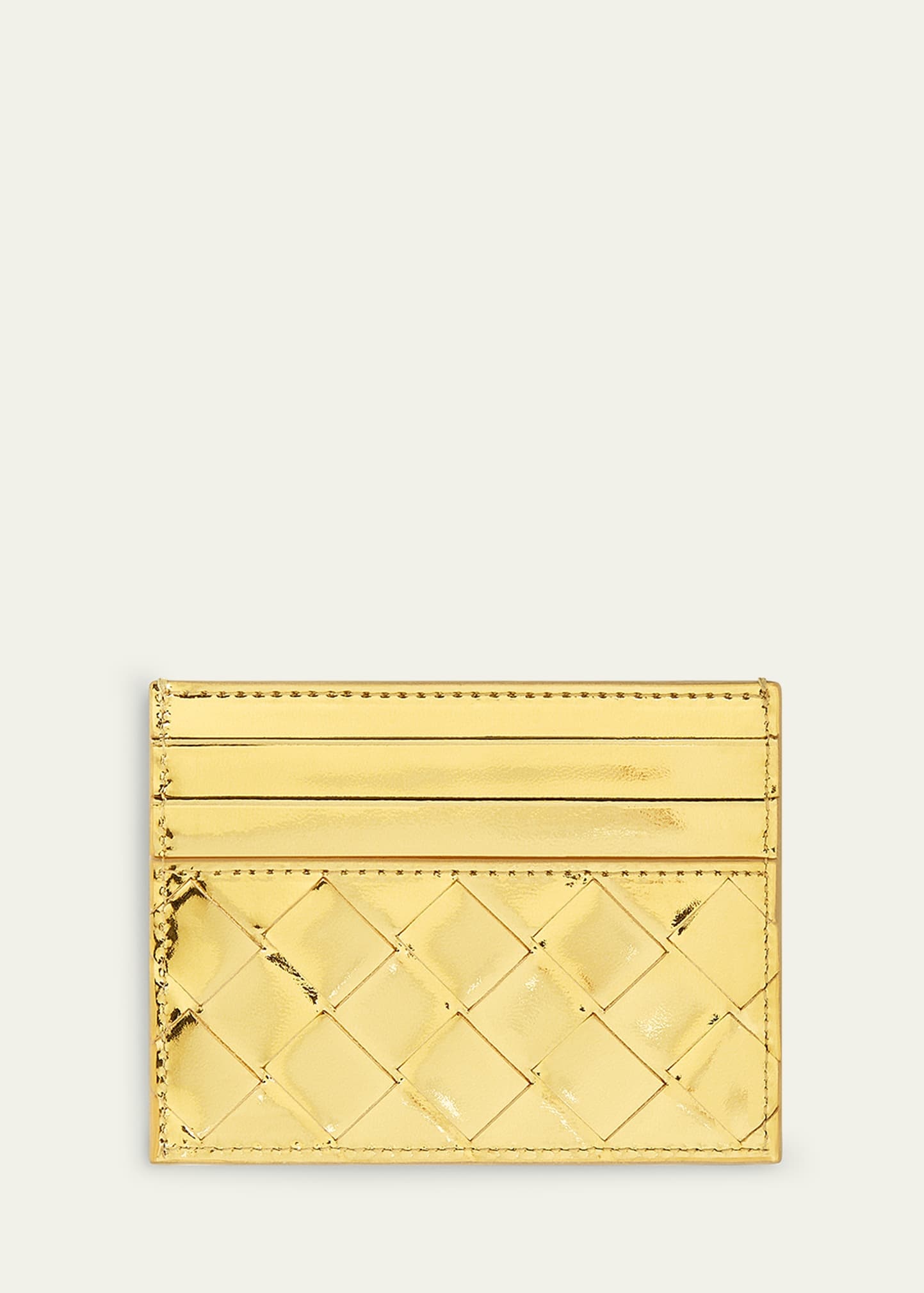 Intrecciato Metallic Leather Card Case - 3