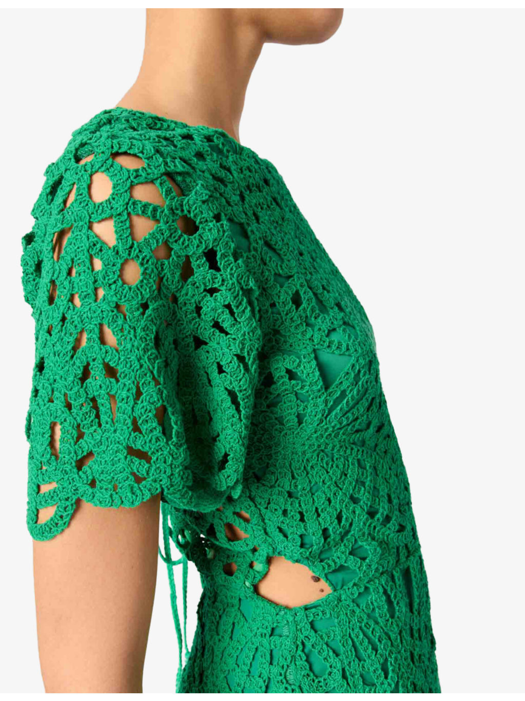 Short-Sleeved Cut-Out Lace Mini Dress - 6