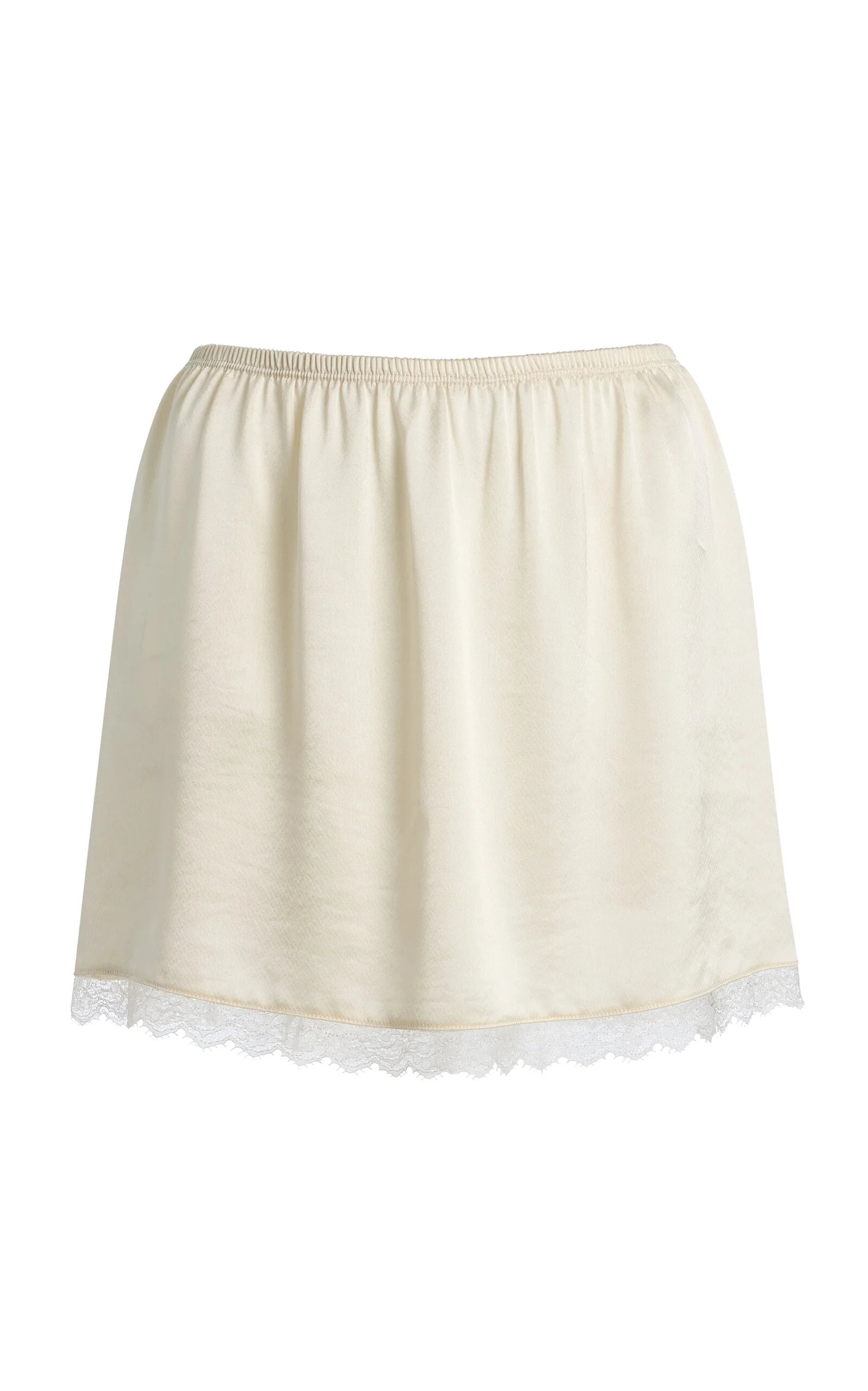 Barb Lace-Trimmed Satin Mini Skirt ivory - 1