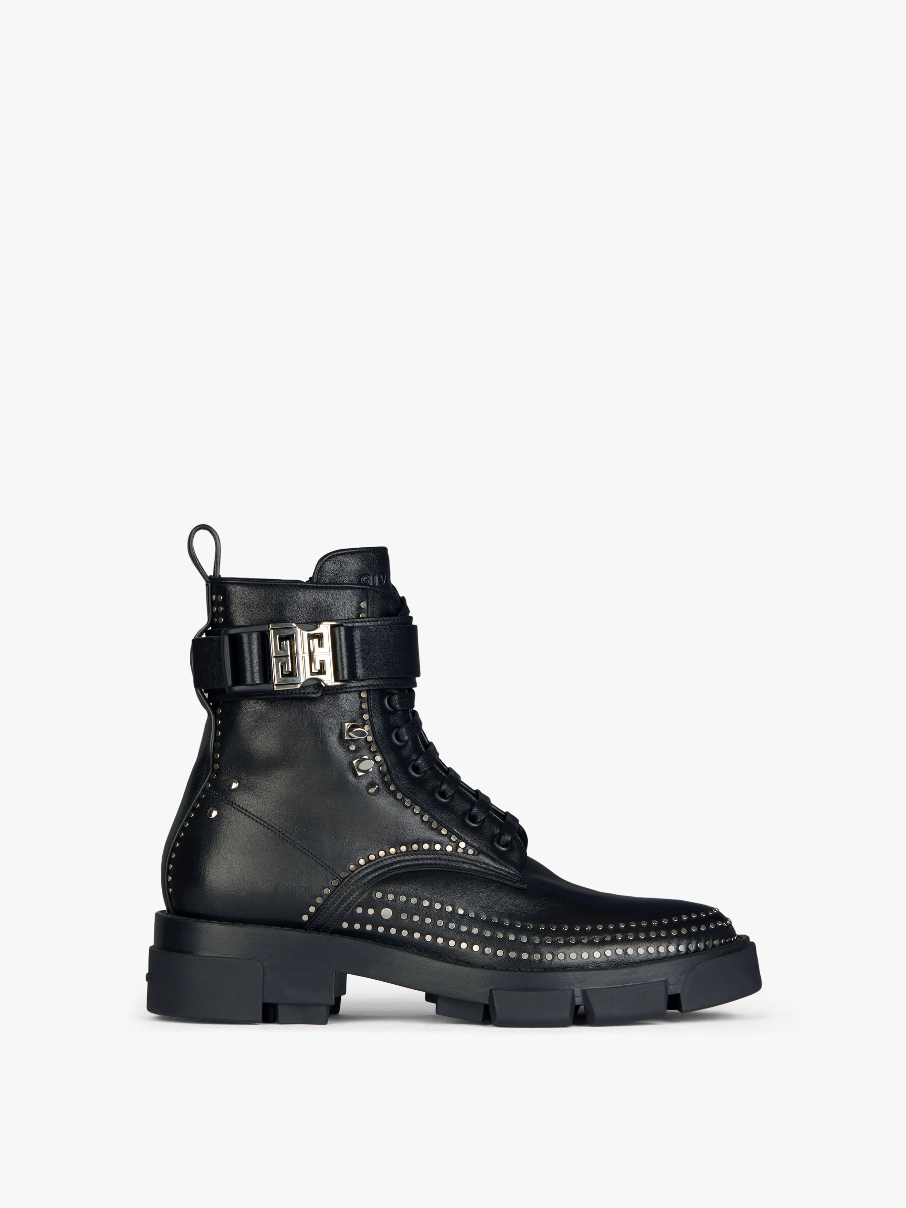 TERRA BOOTS IN LEATHER WITH 4G BUCKLE WITH STUDS - 1