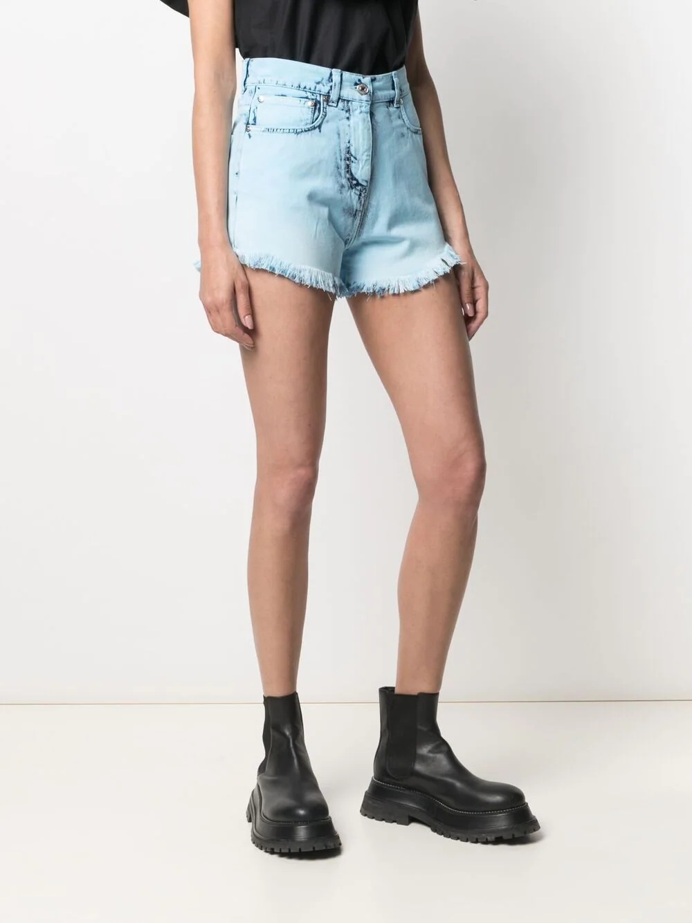 distressed-effect denim shorts - 3