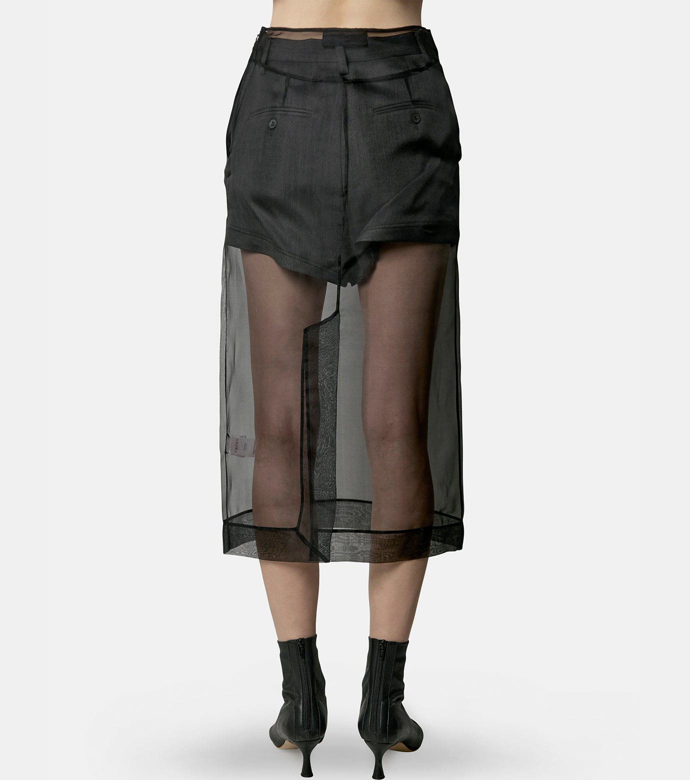 Silk Organza Sheer Midi Pencil Skirt - 3