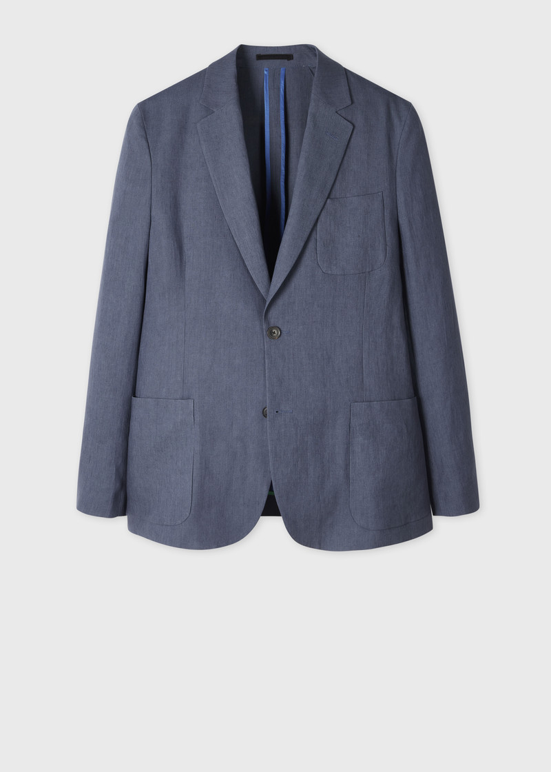 Stone Blue Linen Patch-Pocket Unlined Blazer 1