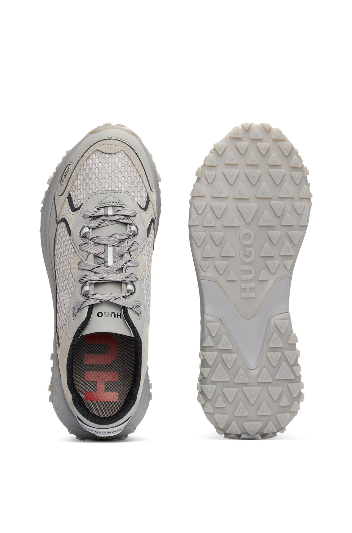 MIXED-MATERIAL TRAINERS WITH LEATHER FACINGS - 4