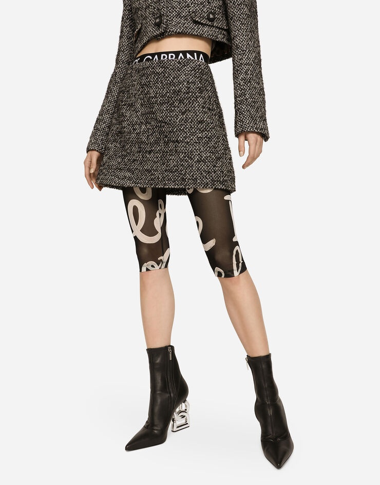 Short speckled tweed skirt - 4