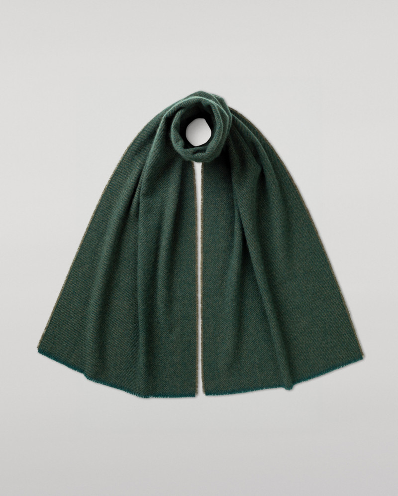 Mountain Twill Green Cashmere Scarf 1