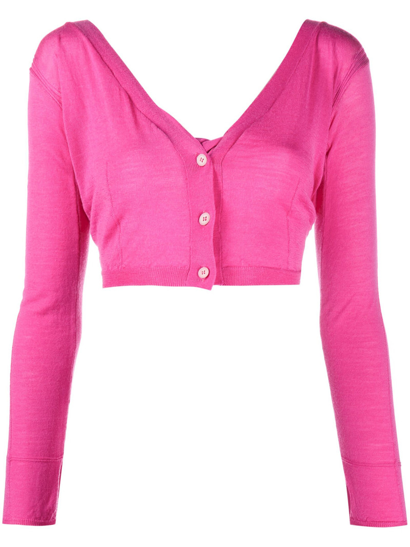 cropped button-fastening cardigan 1