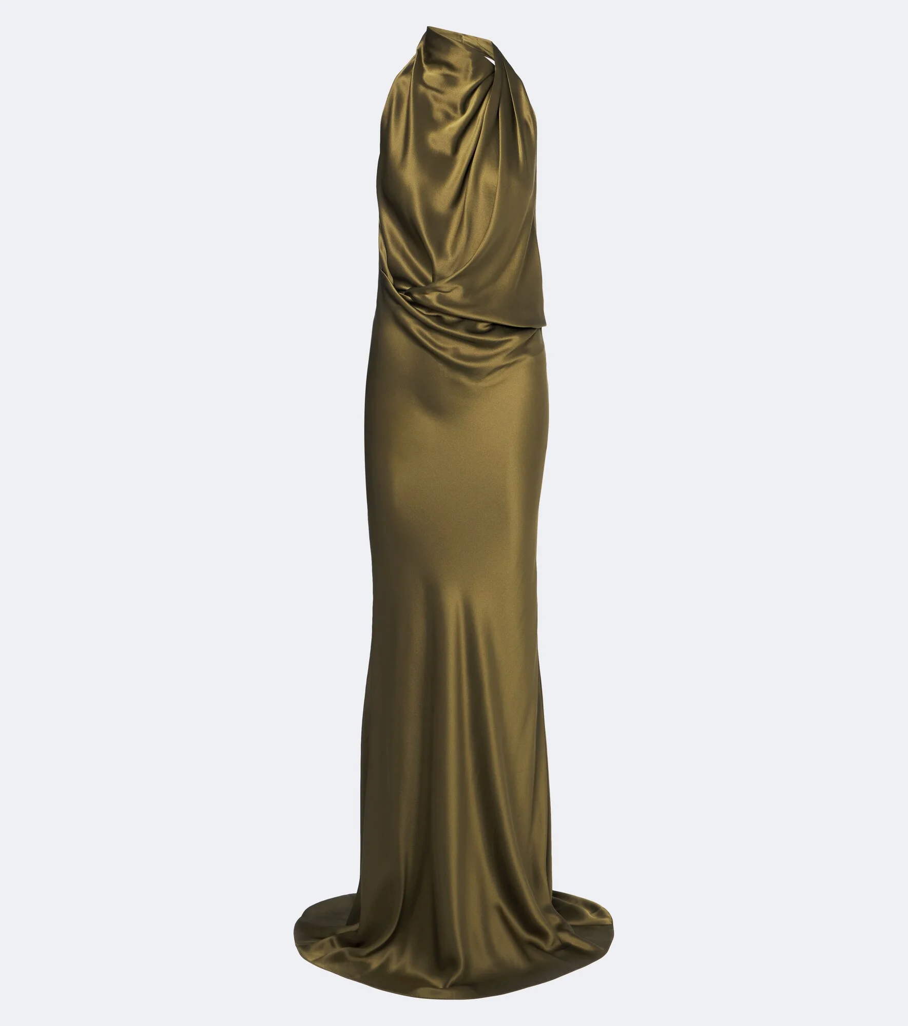 Draped open-back silk charmeuse gown - 1
