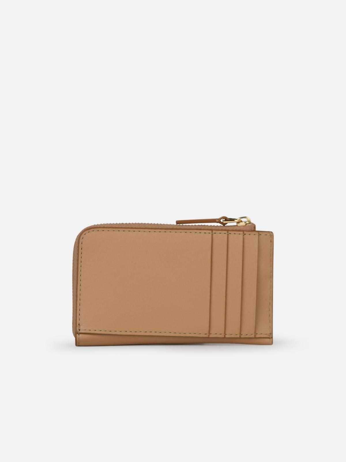 'ZIP' BEIGE LEATHER WALLET - 3