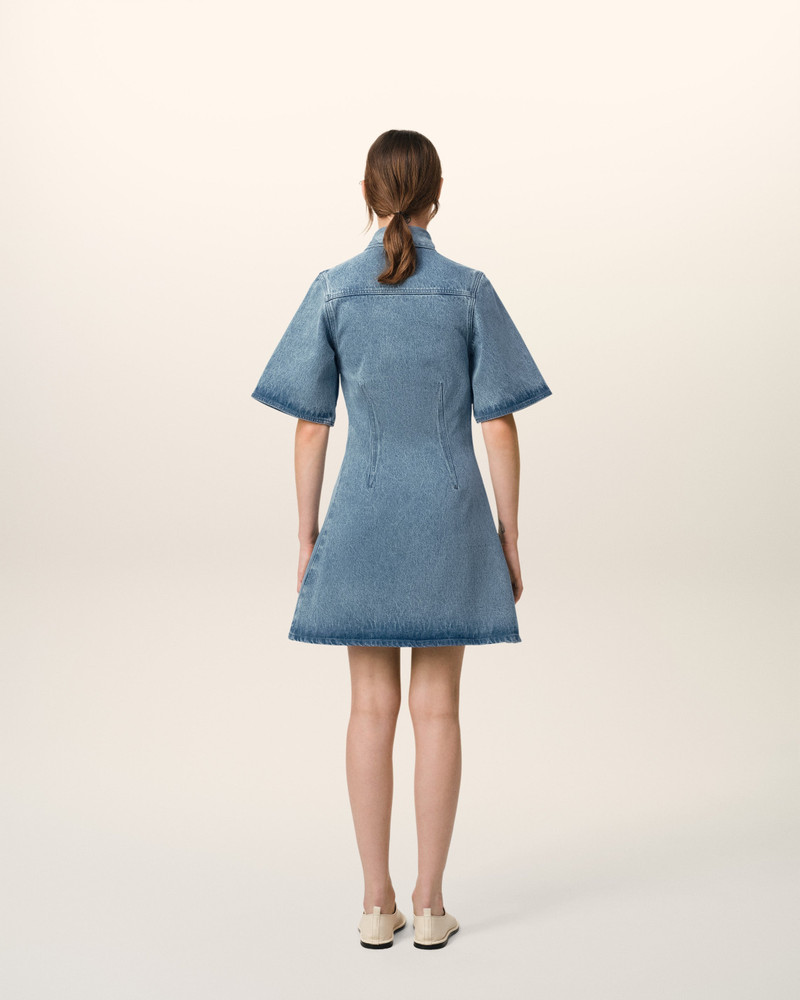 BLUE COTTON SHORT 소매 SHIRT DRESS 5