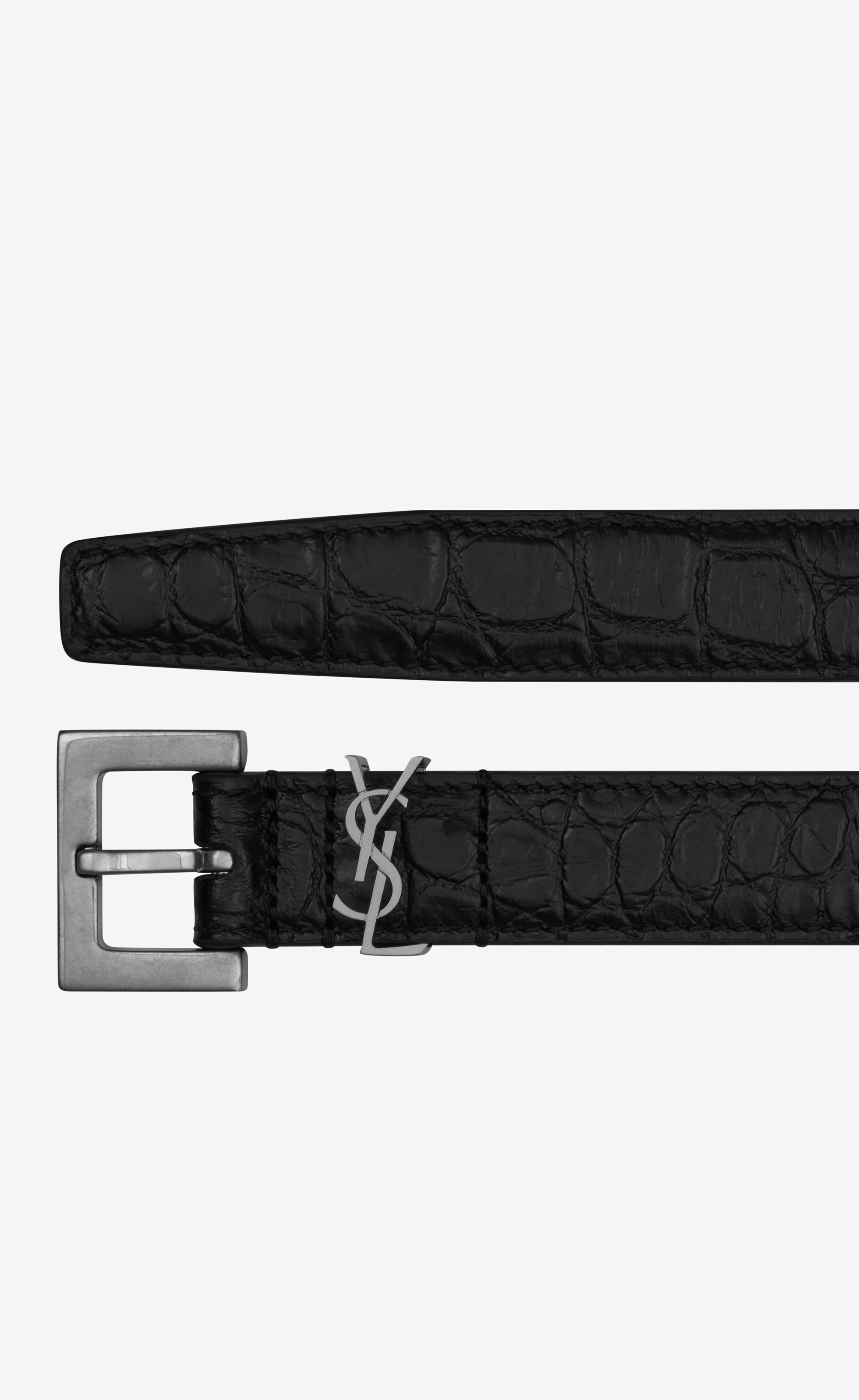 cassandre thin belt with in crocodile-embossed matte leather - 2