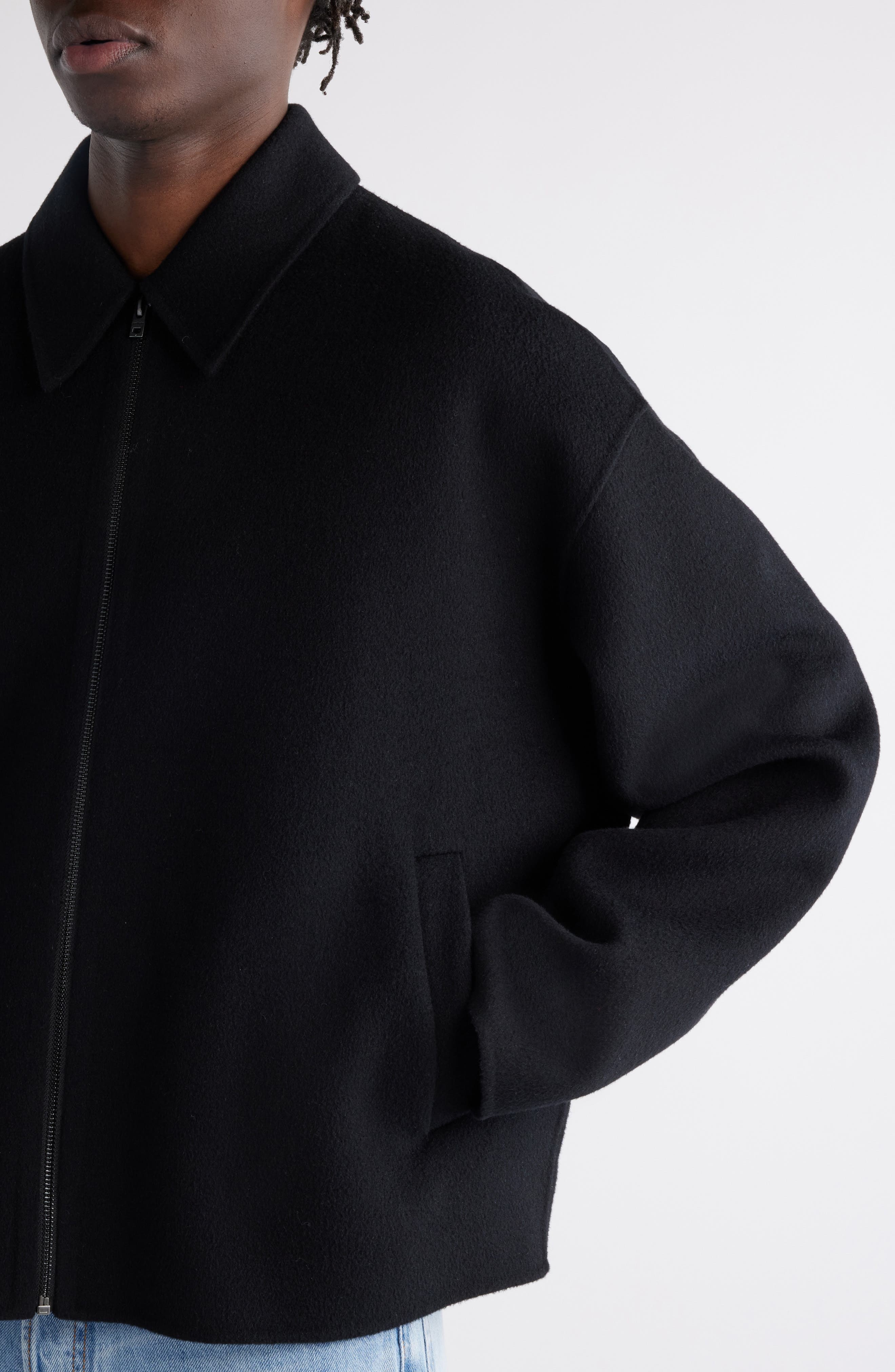Acne Studios Relaxed Fit Double Face Wool Jacket in Black at Nordstrom - 5