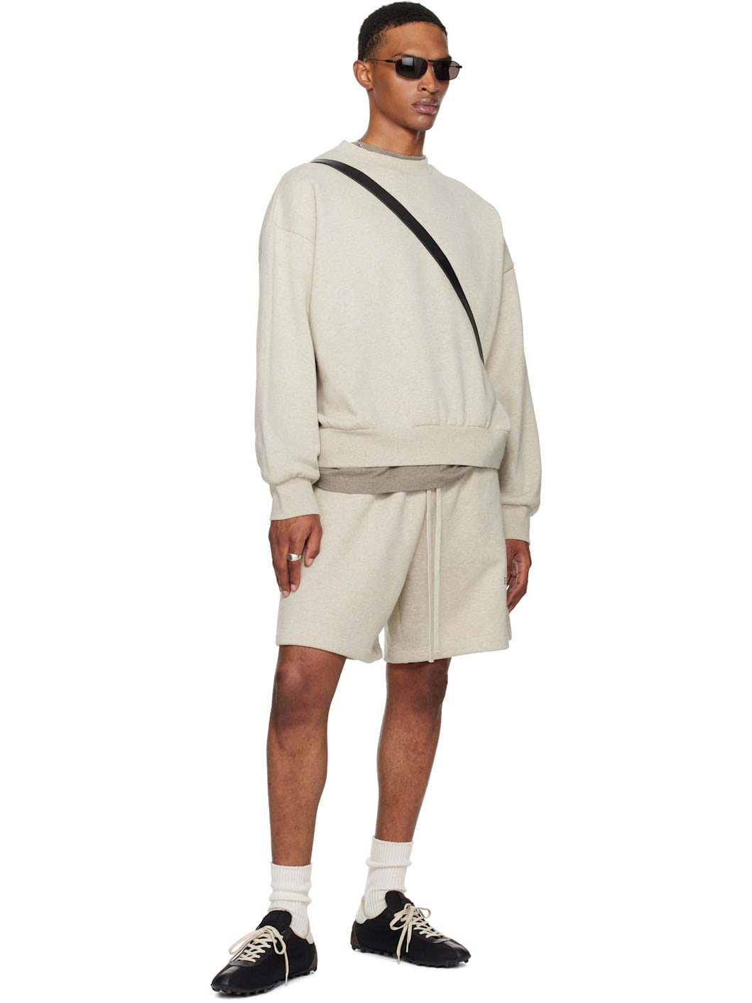 Beige Classic Fit Fleece Crewneck Sweatshirt - 4