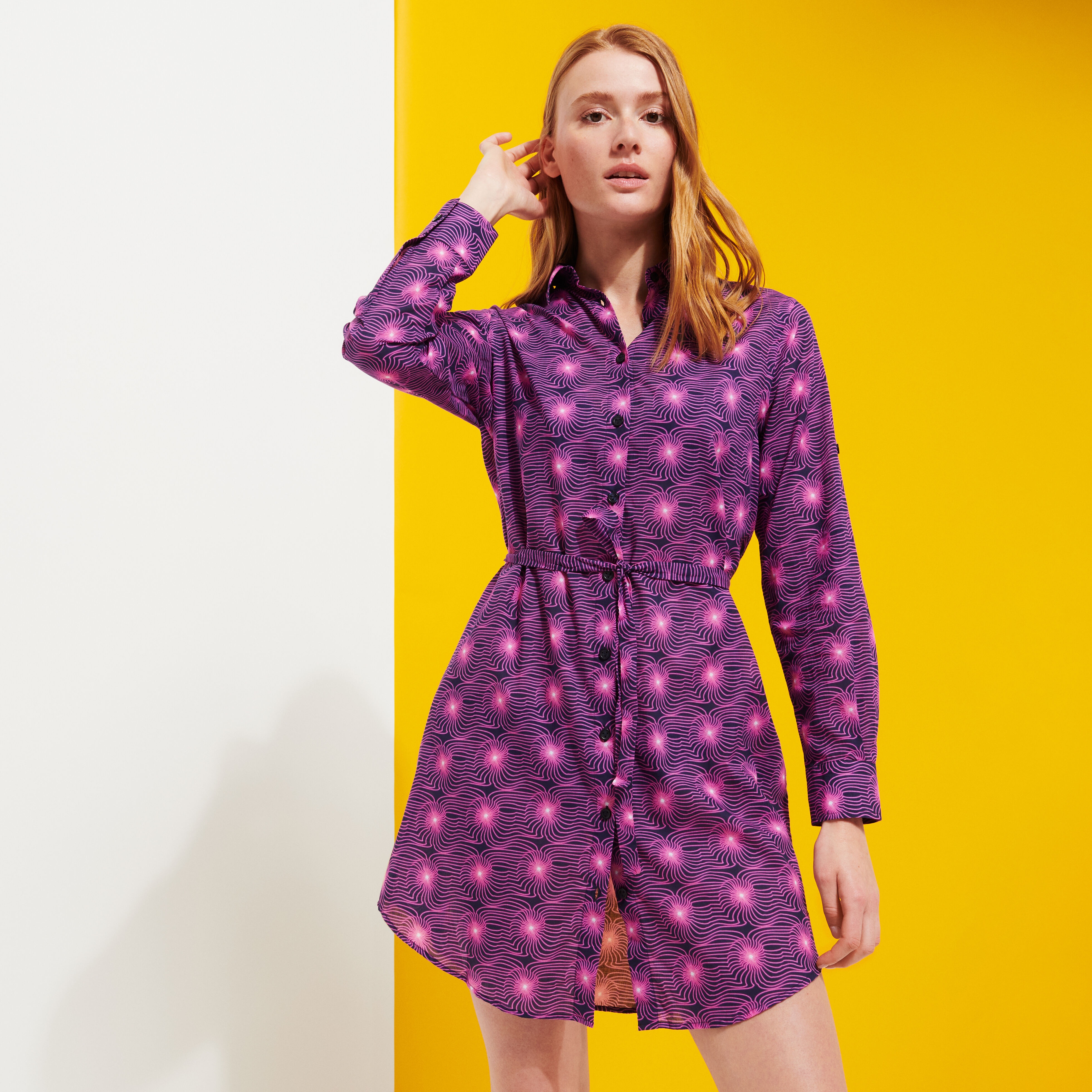 Women Cotton Shirt Dress Hypno Shell - 3