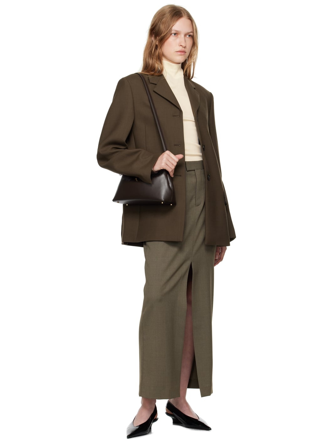 Brown Straight Blazer - 5