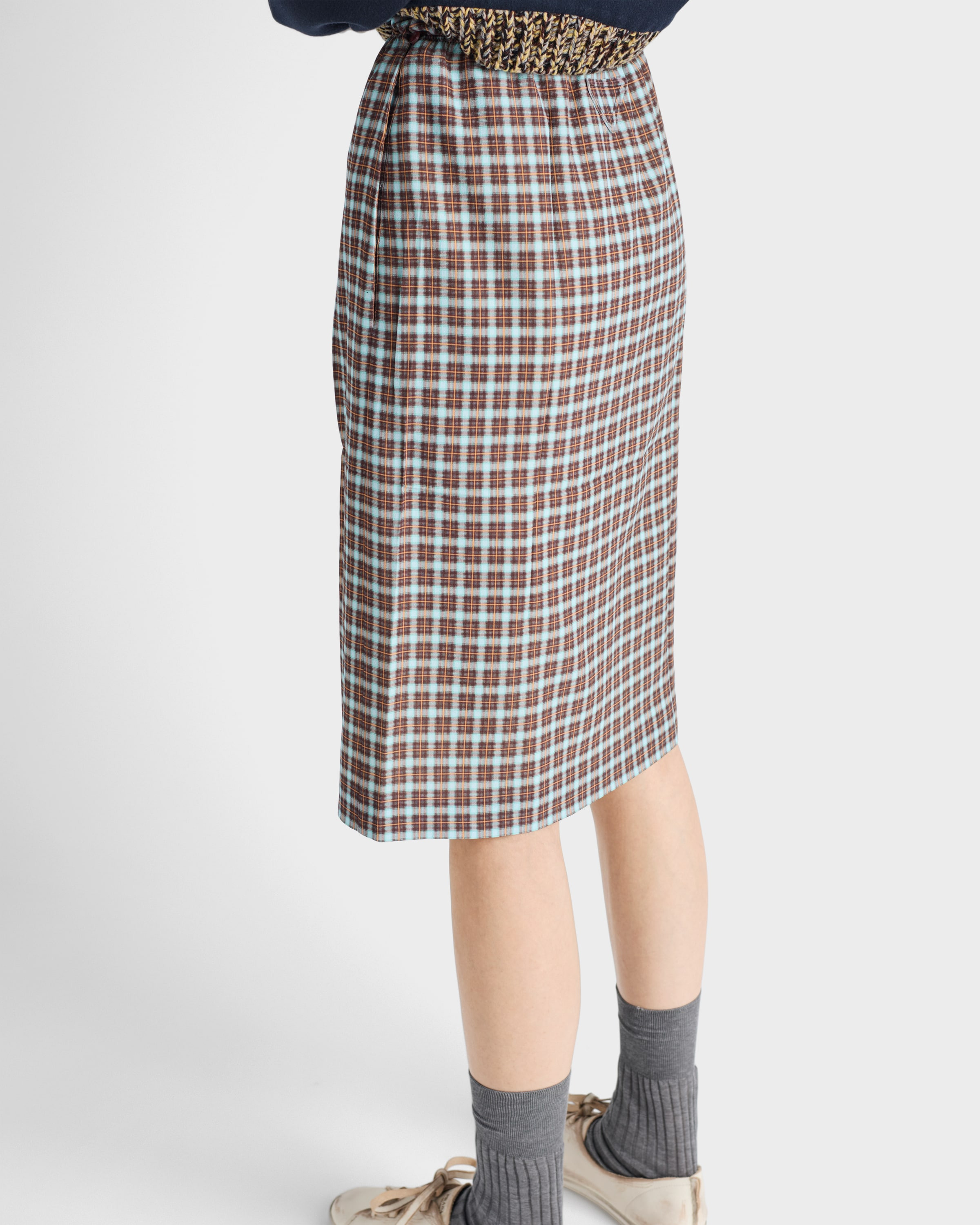 Checked stretch georgette skirt - 4