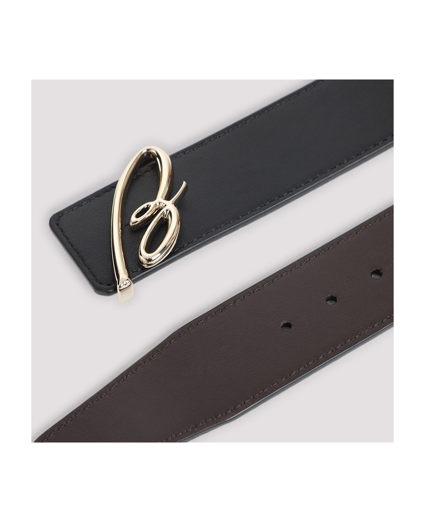 B Logo Reversible Leather Belt - 5