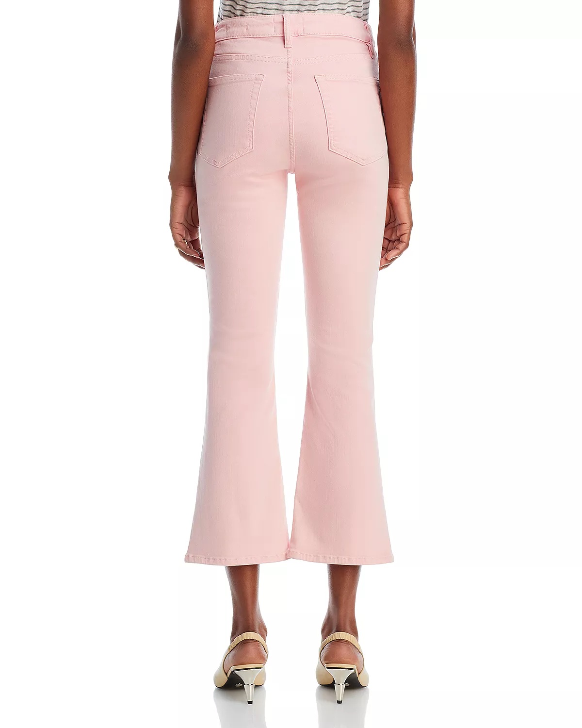 Le Crop High Rise Cropped Mini Bootcut Jeans in Washed Dusty Pink - 3