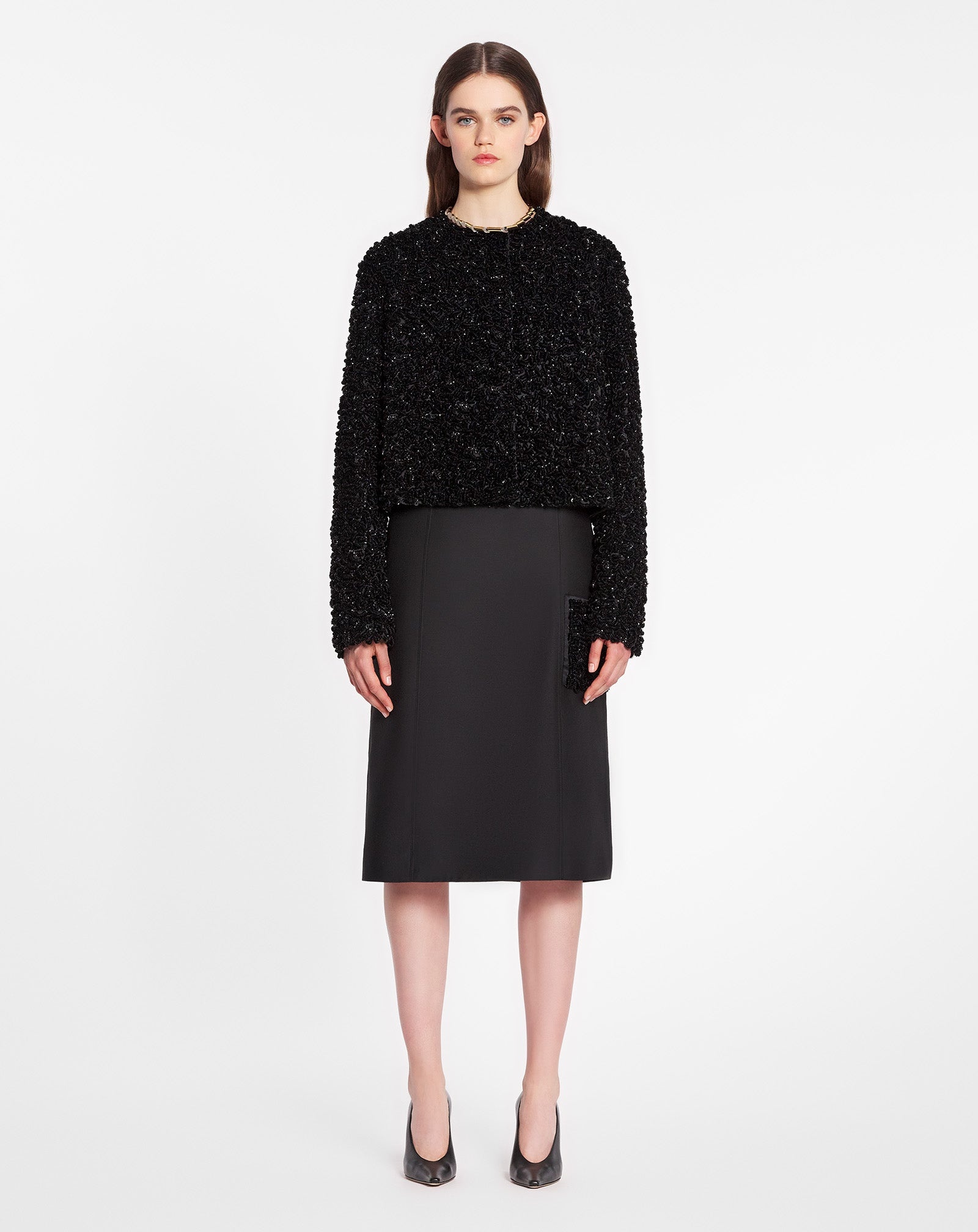 FLARE MIDI SKIRT IN WOOL AND SILK - 2