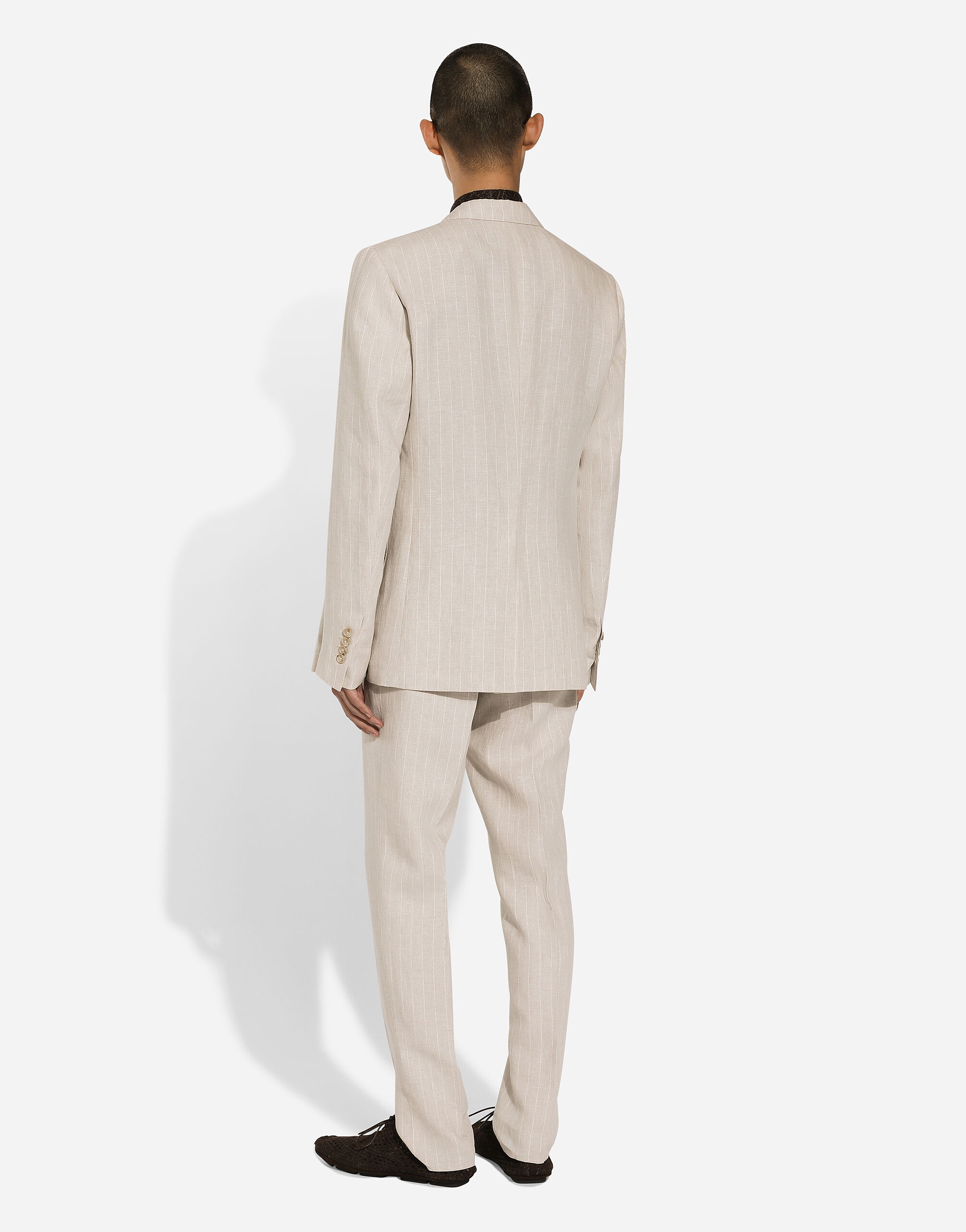 Double-breasted Portofino-fit jacket in pinstripe linen - 3