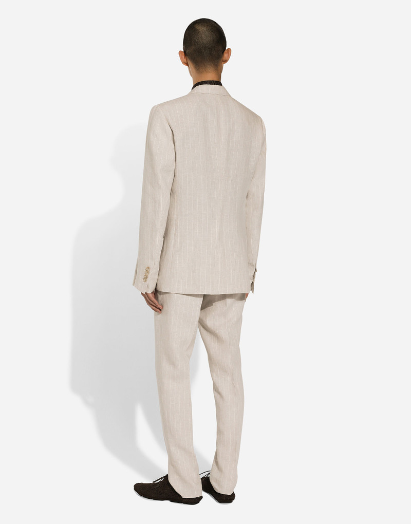 Pinstripe 리넨에 있는 Double-breasted Portofino-fit 재킷 3
