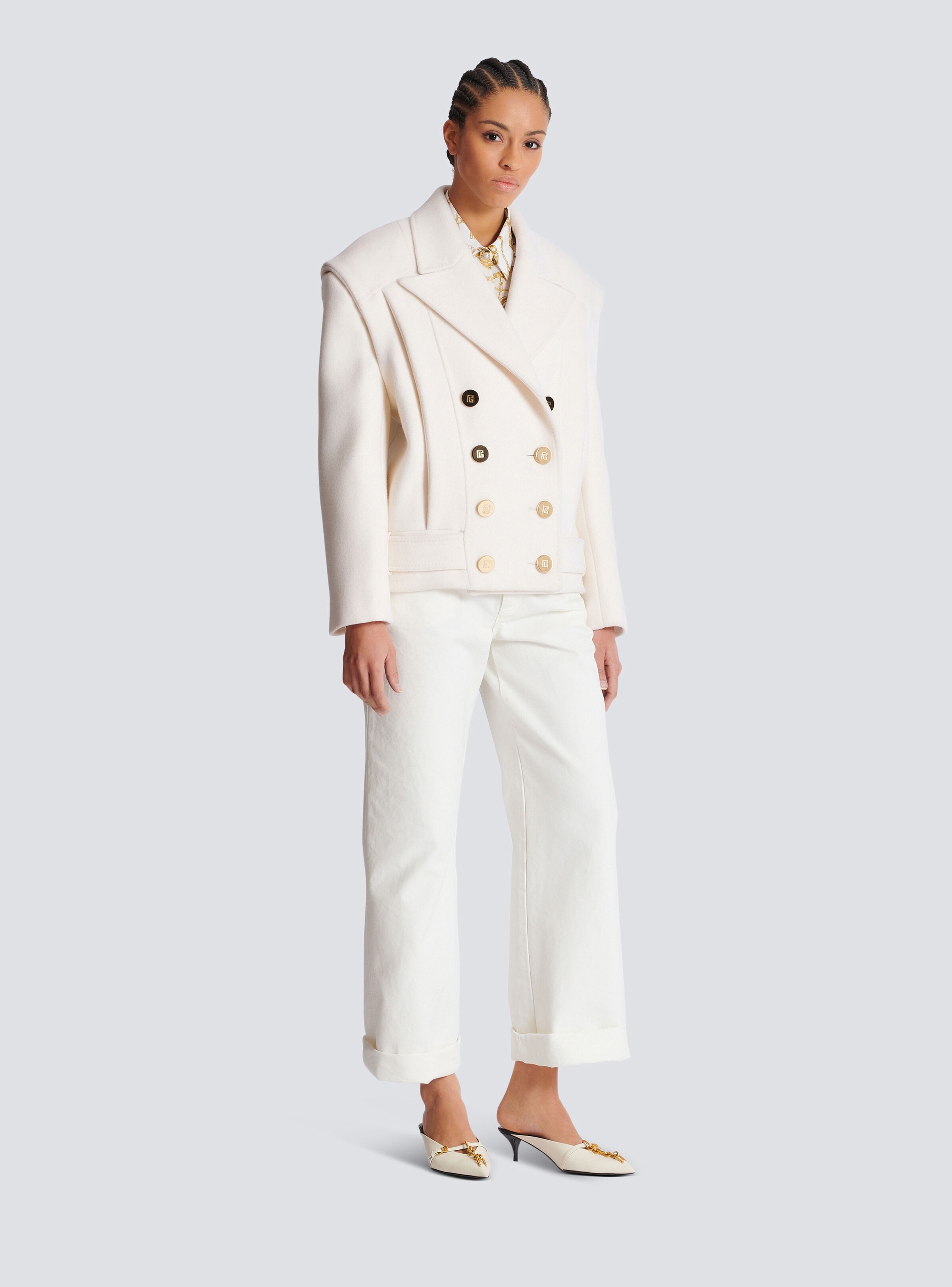 Cropped cashmere reefer jacket - 3