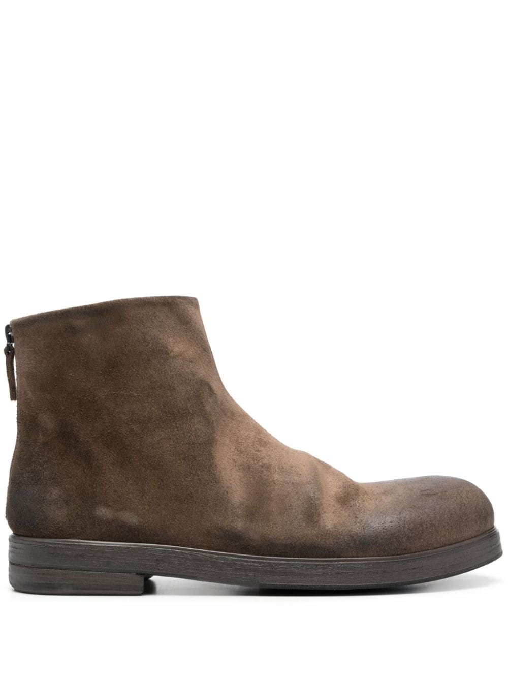 leather round-toe ankle boots - 1