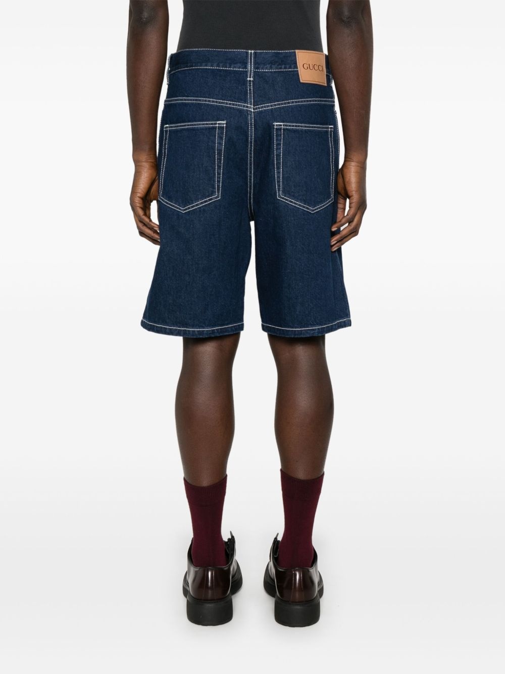 lasered denim shorts - 4