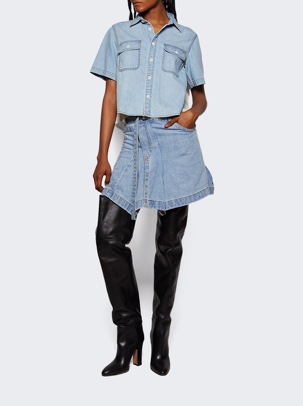 Denim Shirt Light Blue And Light Grey - 5