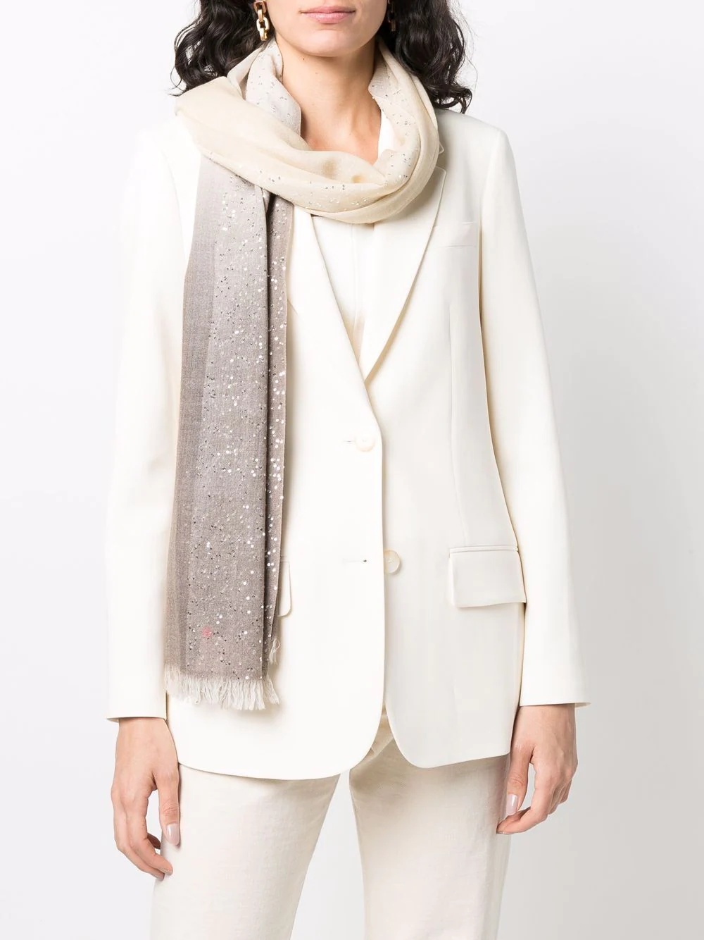 sequin-embellished frayed scarf - 2