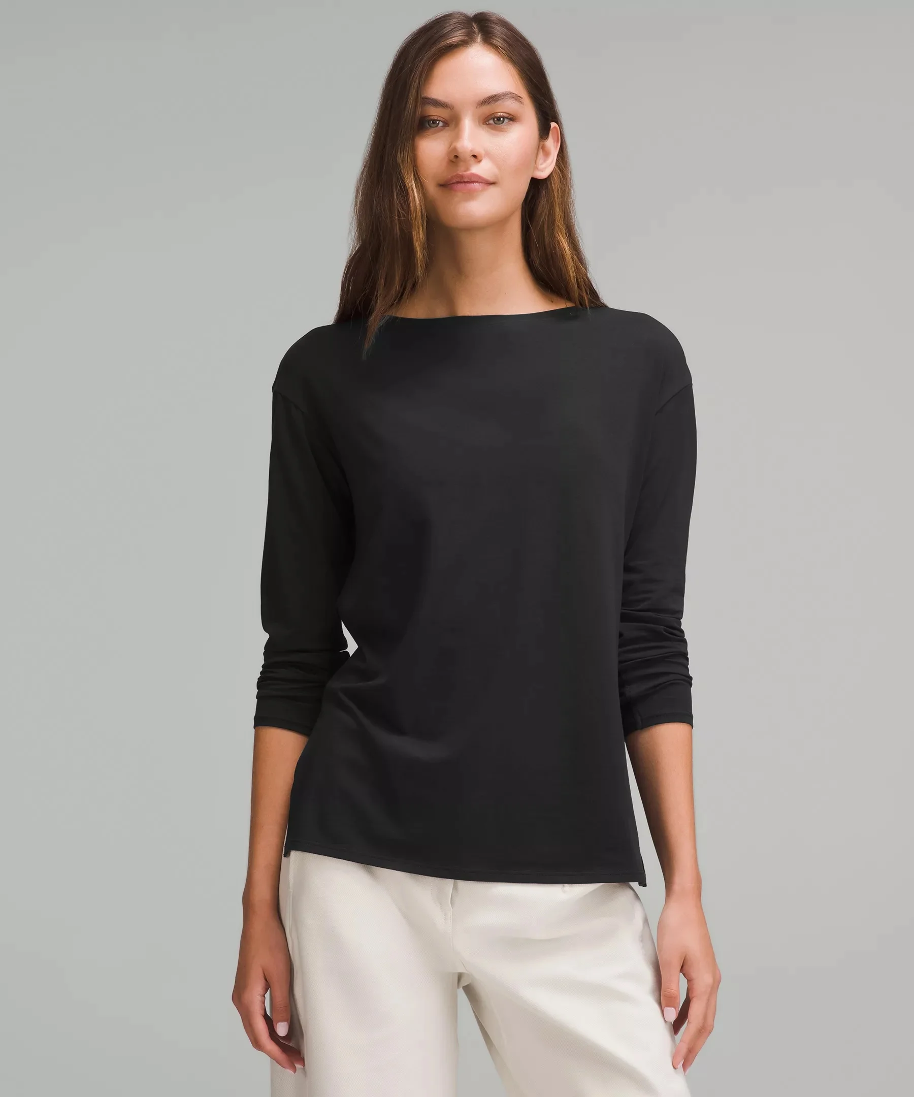 Relaxed-Fit Boatneck Long-Sleeve Shirt - 1