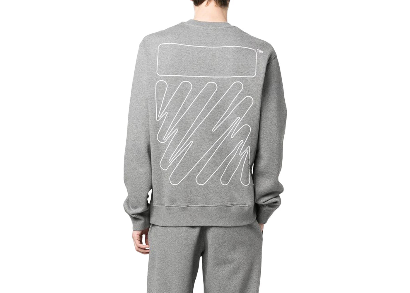 OFF-WHITE Wave Outl Diag Slim Crewneck Grey/White - 2