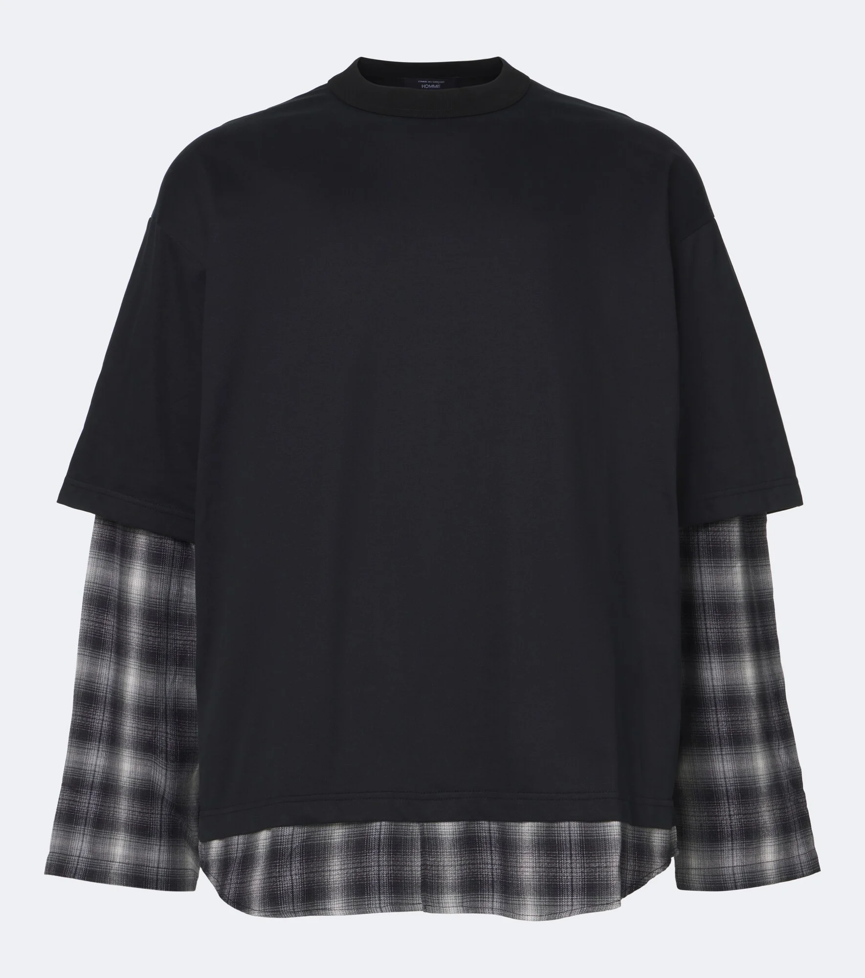 Layered checked cotton jersey T-shirt - 1