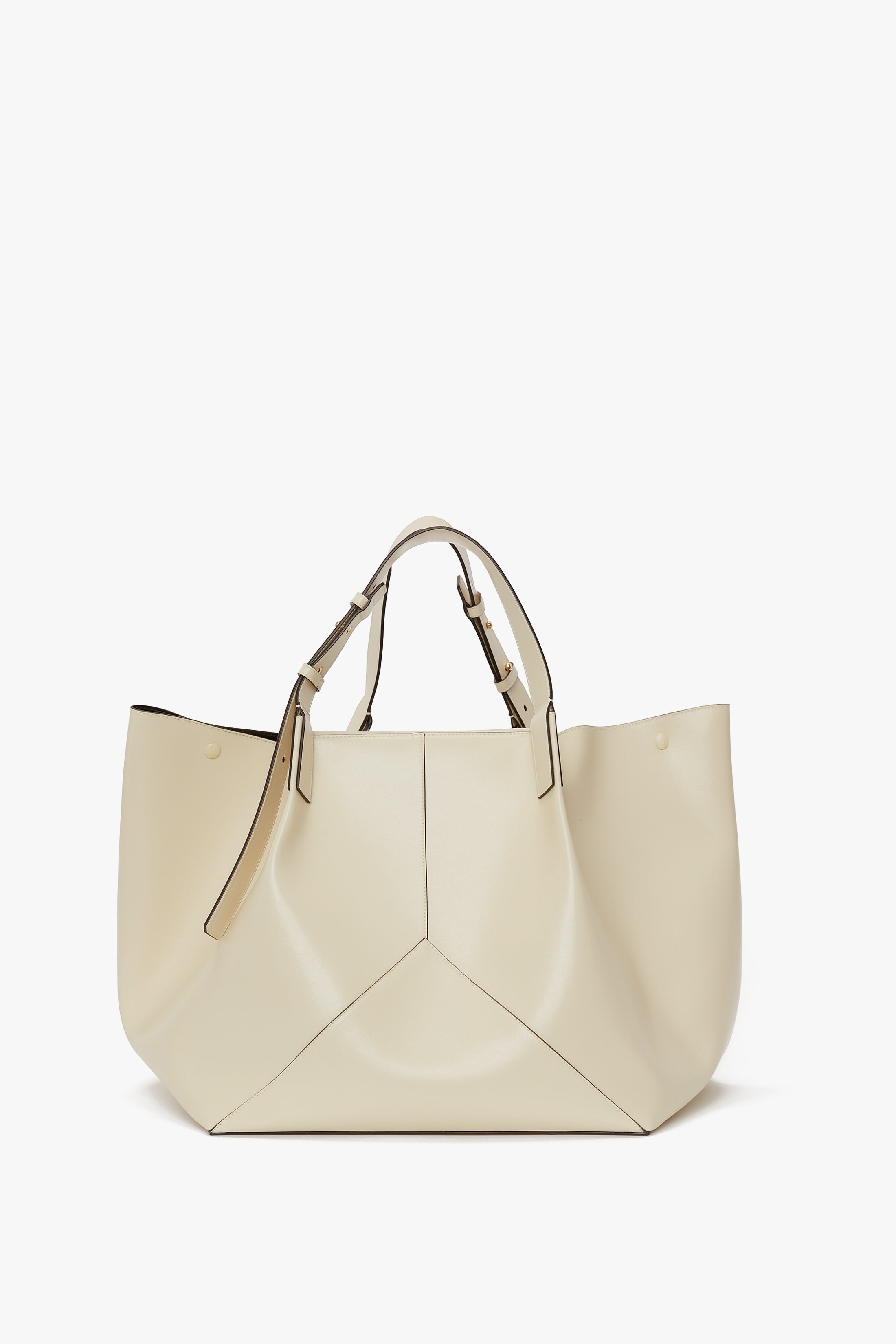 W11 Medium Tote Bag in Ivory Leather - 4