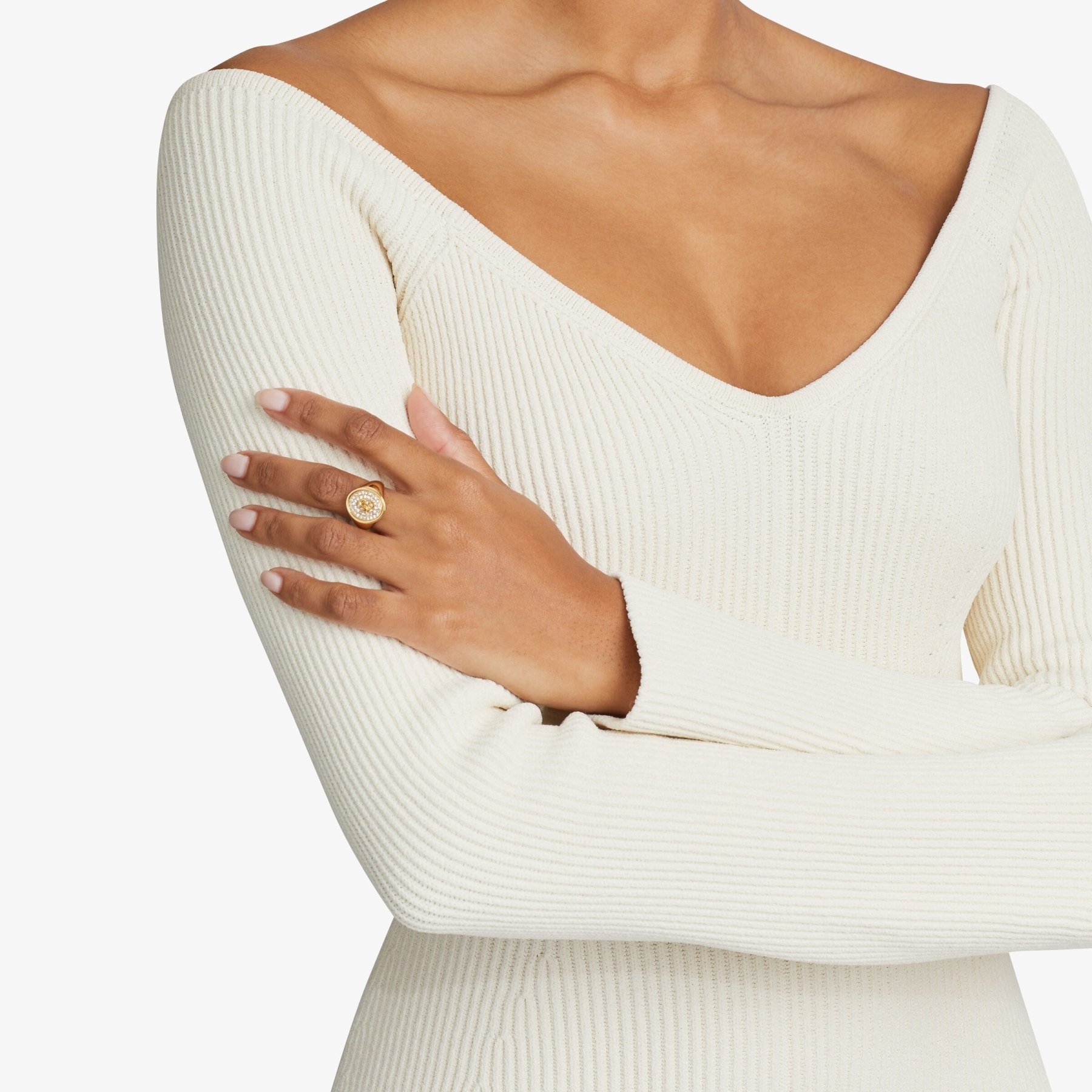 JIMMY CHOO JC Logo Crystal Ring Gold-Finish Crystal Star
