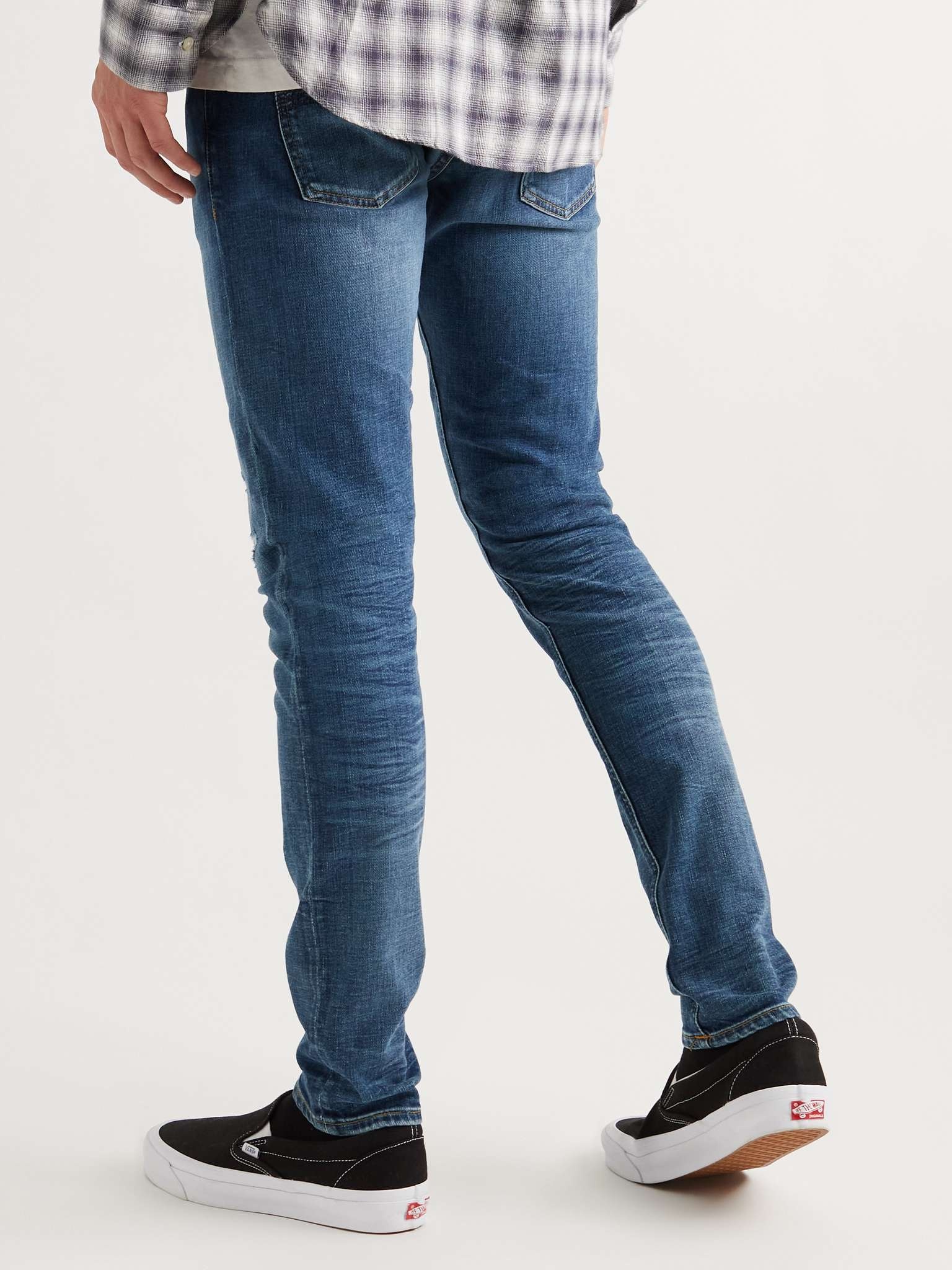 Tight Terry Distressed Stretch-Denim Skinny Jeans - 4