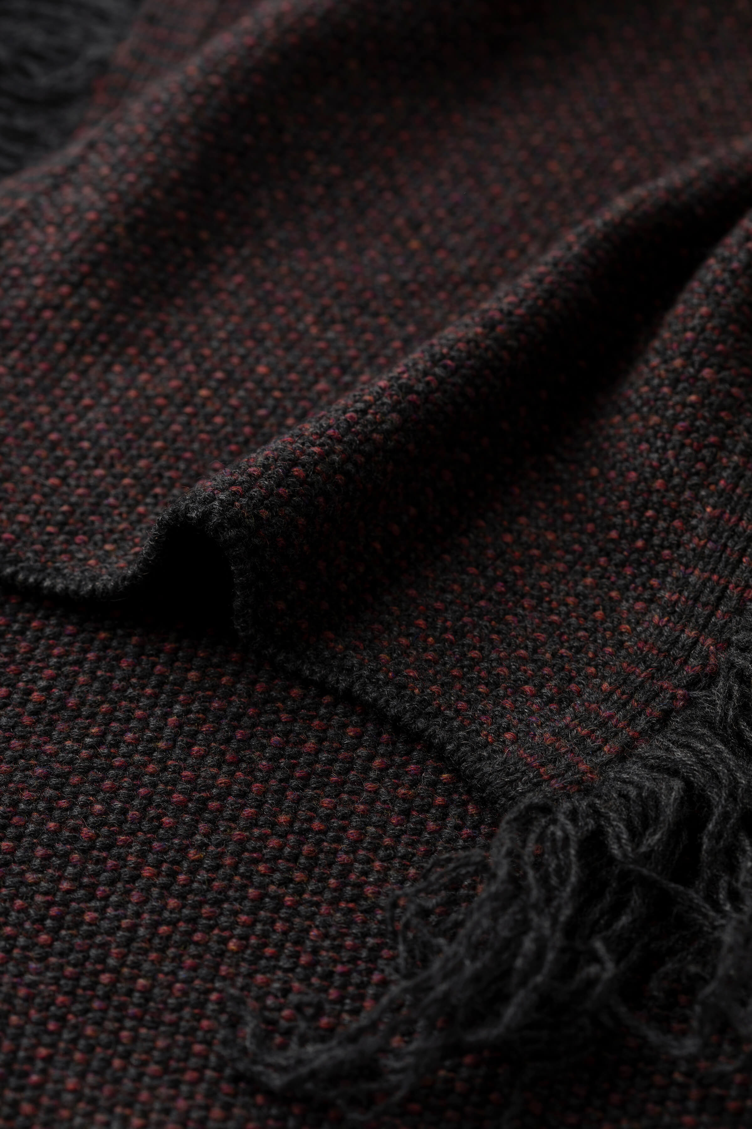 Fringed Cashmere Purple Scarf - 2