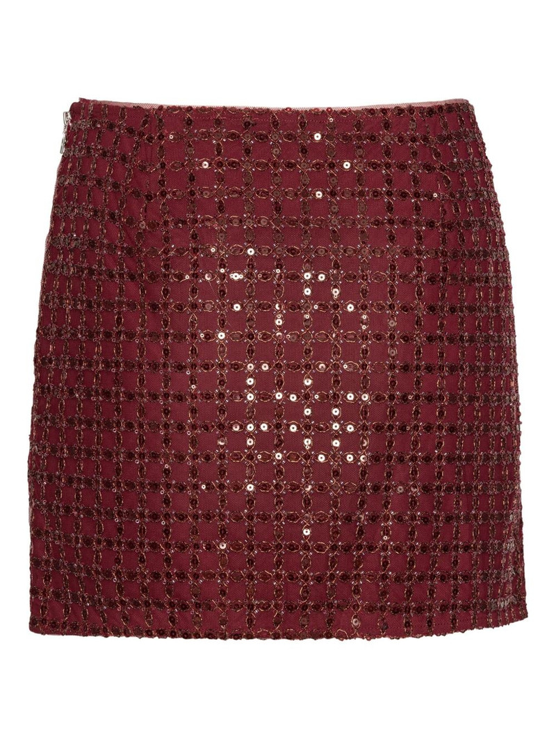 grid-pattern sequin-embellished mini skirt 1