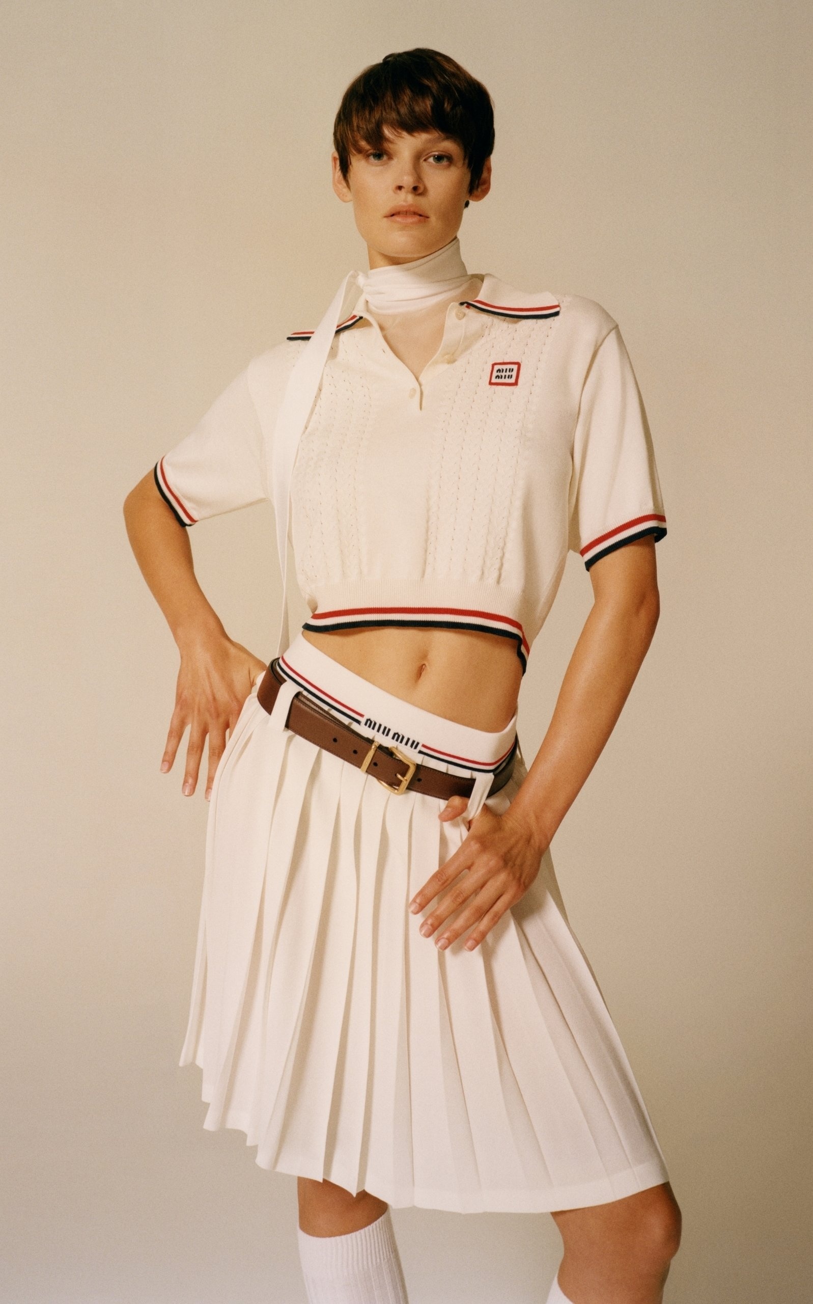 Miu Miu Pleated Sable Midi Skirt white | modaoperandi