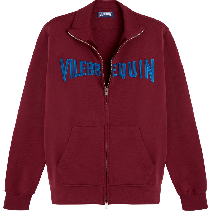 Men Front Zip Sweatshirt Embroidered Logo Velvet Starlettes - 1