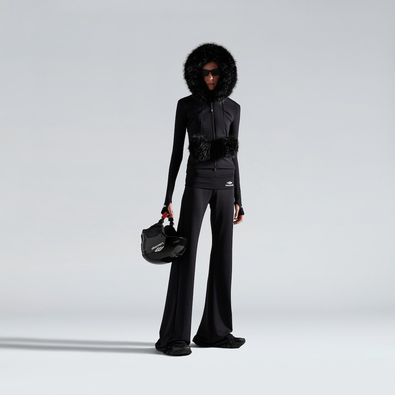 BALENCIAGA Women's Fluffy Zip-up Hoodie in Washed Black outlook