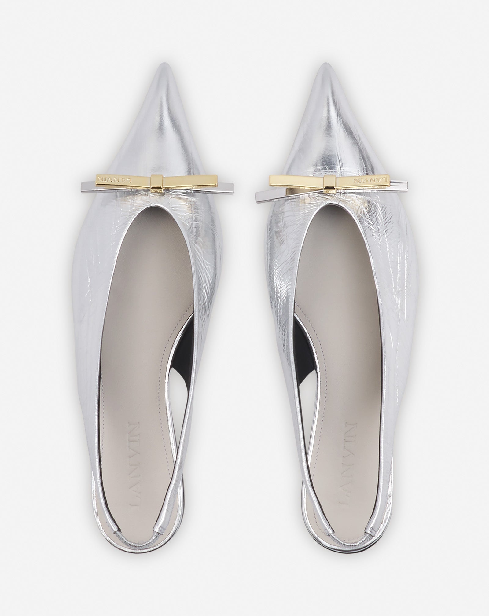 LANVIN BOW SLINGBACK IN METALLIC LEATHER - 3