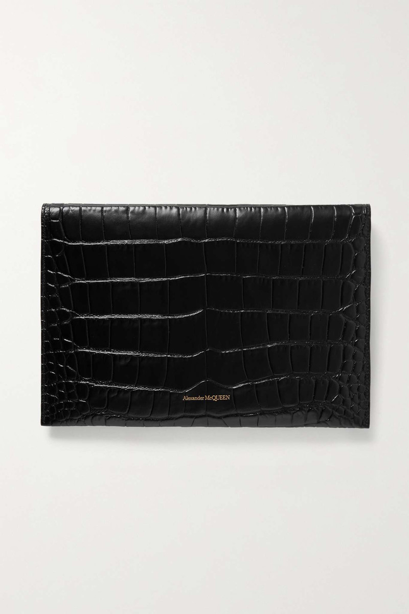 Envelope croc-effect leather pouch 3