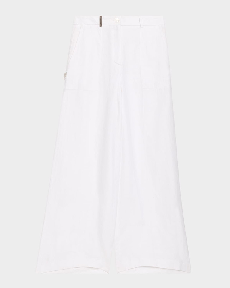 Wide-Leg Linen Gabardine Pants 1