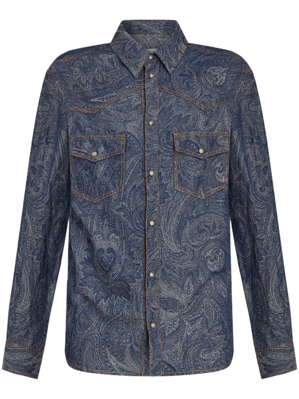 paisley-print denim shirt - 1