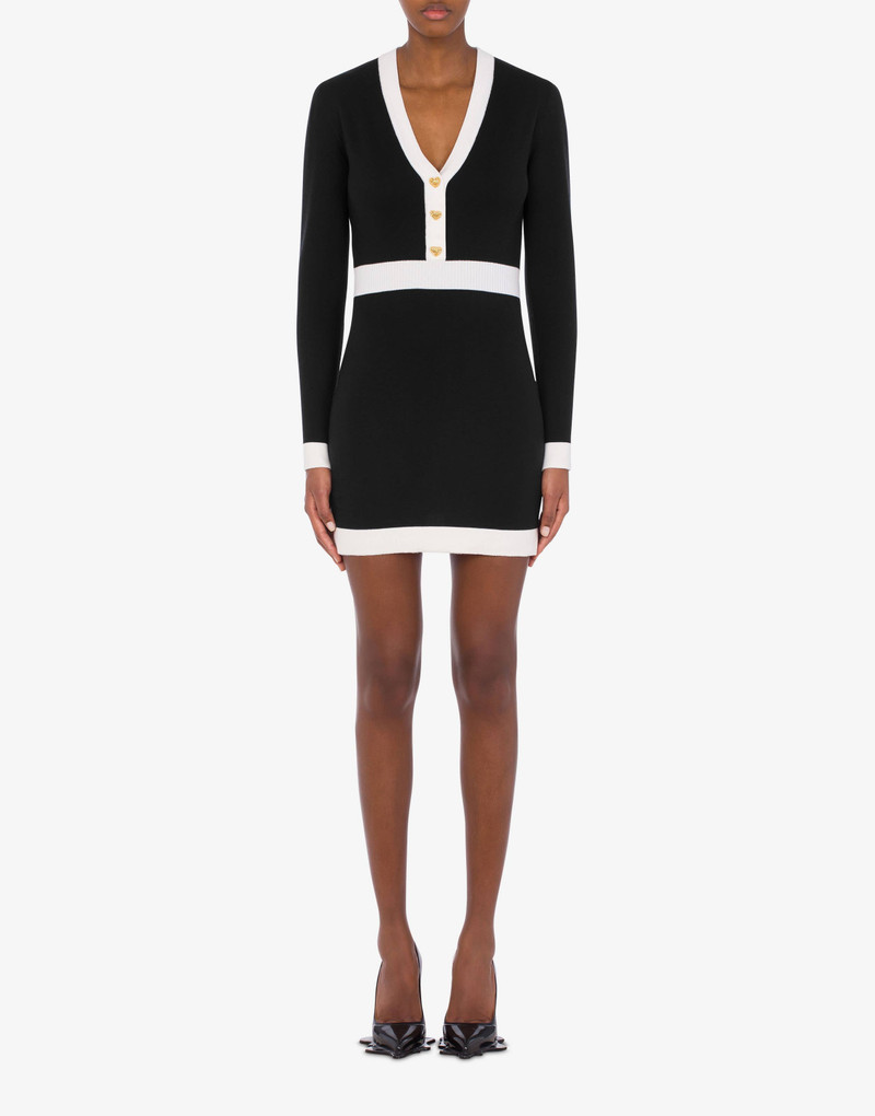 Moschino HEART BUTTONS WOOL DRESS outlook
