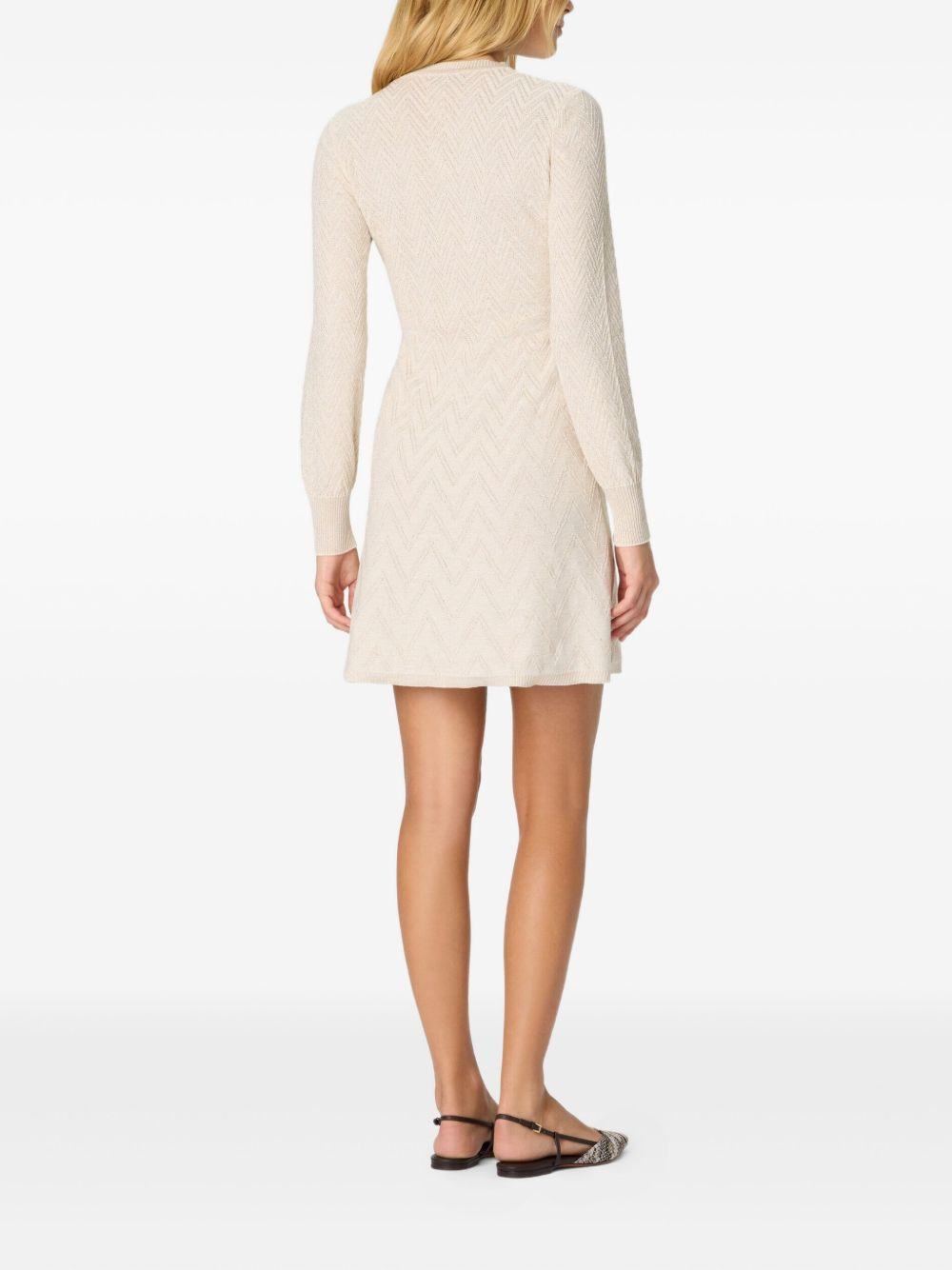 zigzag-pattern long-sleeve mini dress - 3