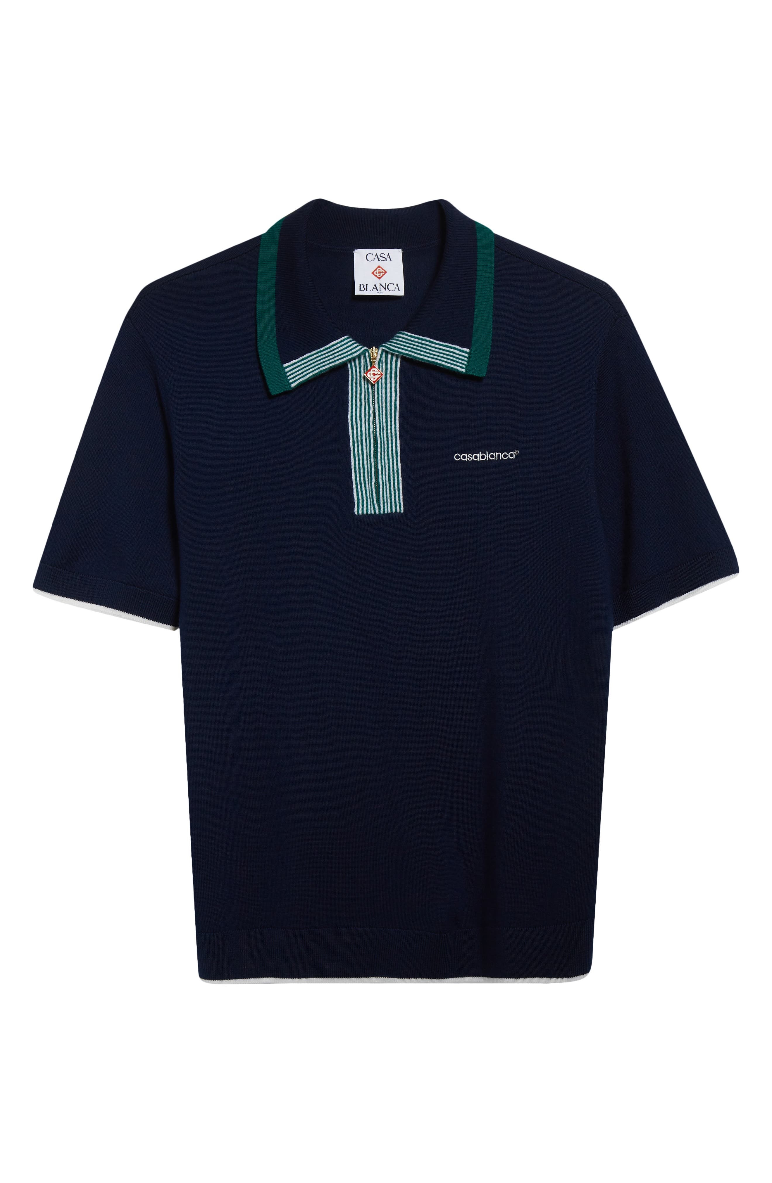Casablanca Merino Wool Tennis Polo in Navy at Nordstrom - 5