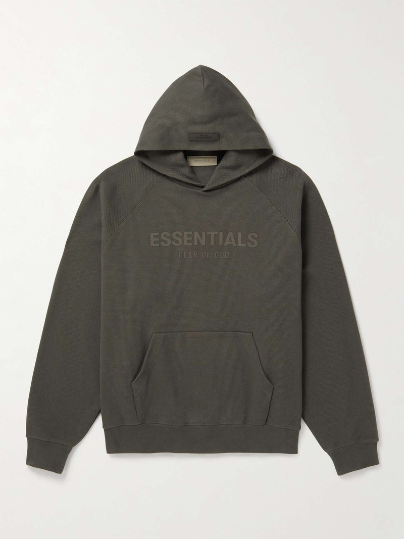 Logo-Appliquéd Waffle-Knit Cotton-Blend Hoodie - 1