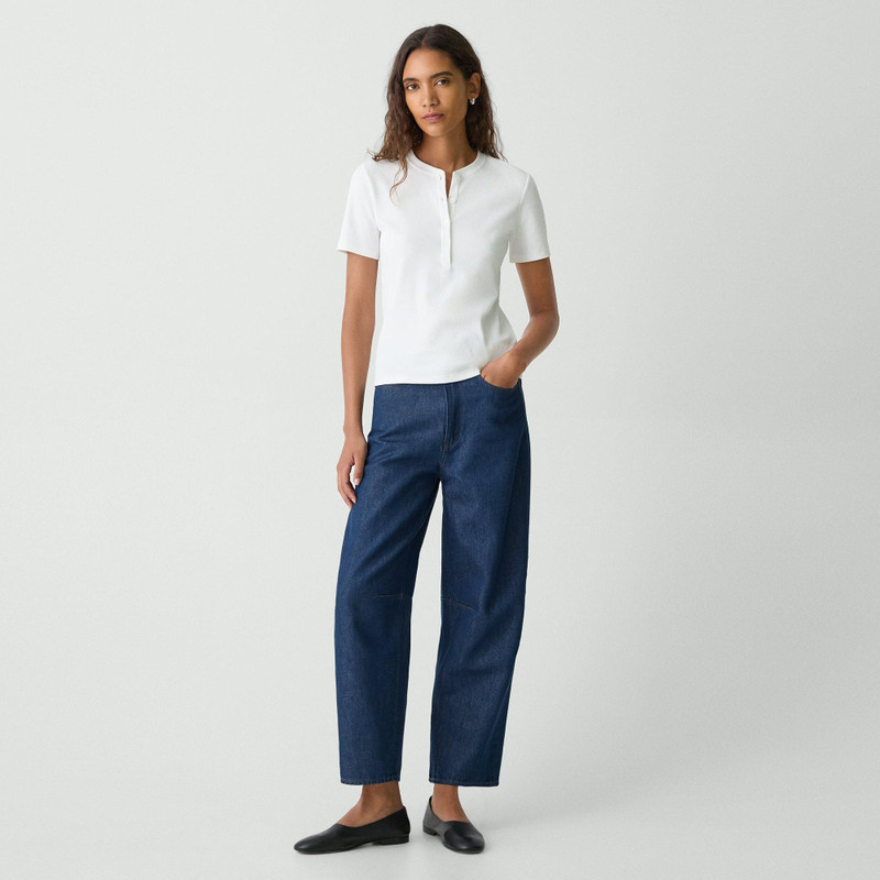 Theory Ribbed Henley Top in Compact Stretch Knit outlook